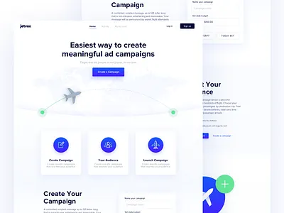 Travel Landing Page ads audience campaign gradient landing page plane simple travel ui ux web design world