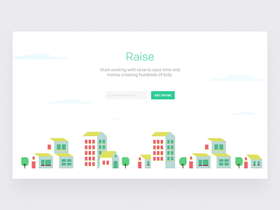 Raise Landing Page Illustration design flat illustration interaction landing page raise typography ui ux vector web