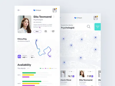 Medical Assistant App Exploration app doctor health ios map medical navigation profile search timeline user experience user interface