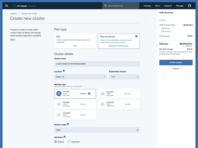 Cluster Configuration cluster configuration form kubernetes ui design web app web design