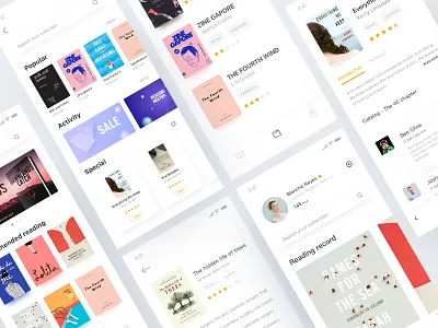 Booki app design banner book design introduction layout screen search ui ux