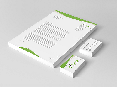 illusso Business Paper brainding green identity logo logotype print rebranding tailor tailoring