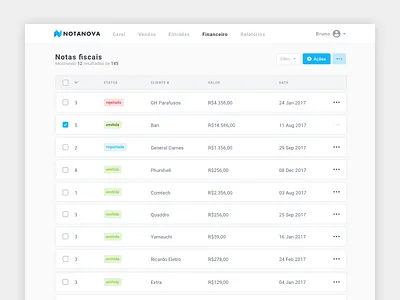 New Interface for NotaNova app application dashboard invoice management ui web