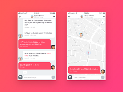 Chat to Map Switch app bubble chat conversation dating iphone iphone 6 iphone 7 iphone 8 map meeting view