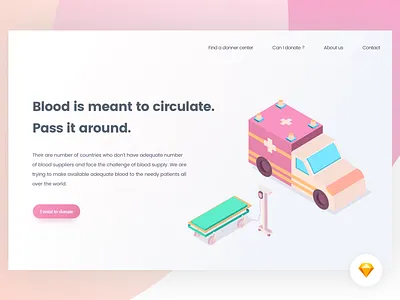 Blood donation - Landing page | Freebie ambulance blood donate donation freebie gradient hospital illustration landing ressource sensitization ui