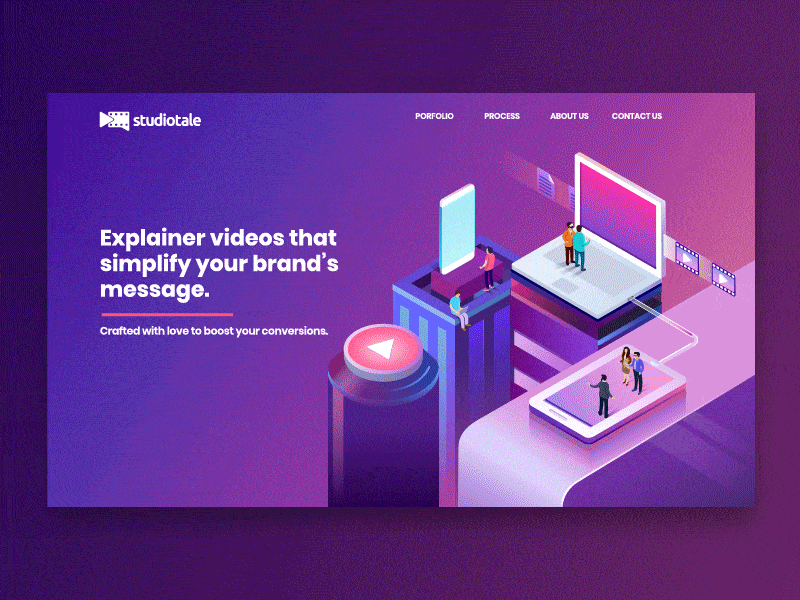 Landing Page - Studiotale animation gif gradients identity isometric landing laptop motion page ui webdesign website