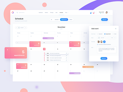 fit dashboard / schedule bright clean dashboard events form light panel schedule