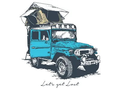 Knotted Pine Trading Co-Overlander camp illustration ink outdoors overlander