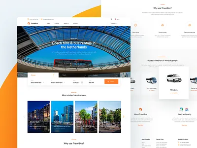 TravelBus - Teaser booking bus coach filter landing onepage page search tabs transport travel website
