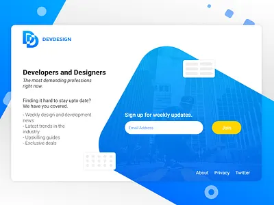 Landing Page designers developers email landing page newsletter signup