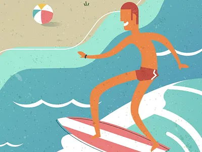 Guy surfing beach car character guy map surf wave