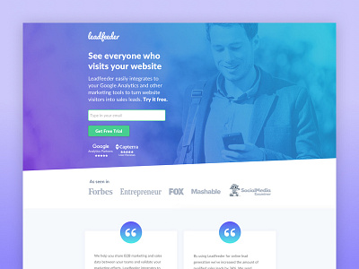 Leadfeeder General LP app branding colortheory design graphic graphicdesign landingpage purple saas software uiux webdesign