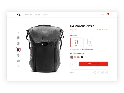 Peak Design Ecommerce Product Page Header cart ecommerce header page product shop store ui ux web design
