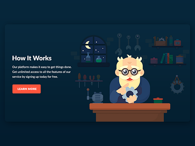 How It Works dark design how it works illustration landing mockup page section web website