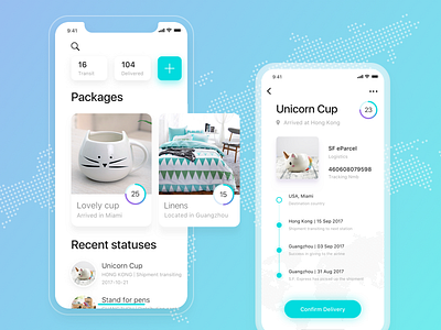 Trackify app app app design cadabra clean ios ios 11 packages shopping simple tracking ui ux