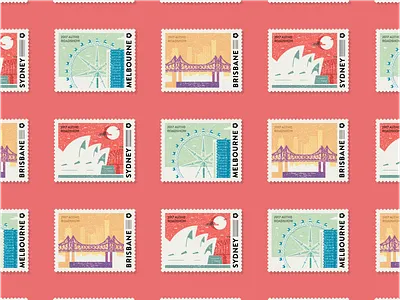 Auth0 Roadshow Stickers australia brisbane design illustration journey melbourne stamp sticker sydney vector