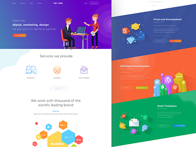 PSD2HTML Redesign agency code colorful development email template illustration psd software ui design ux design web web design