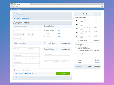 Online store cart checkout clean desktop payment ui ux web