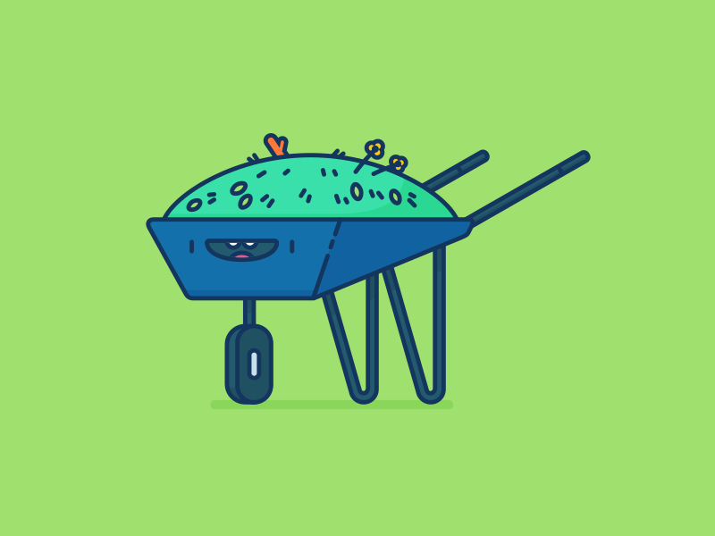 Recycle Right - Green Waste cute flowers food garden grass illustration outline recycling scraps vector wheelbarrow