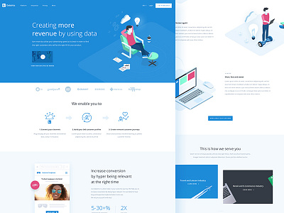 Datatrics clean design homepage illustration isometric