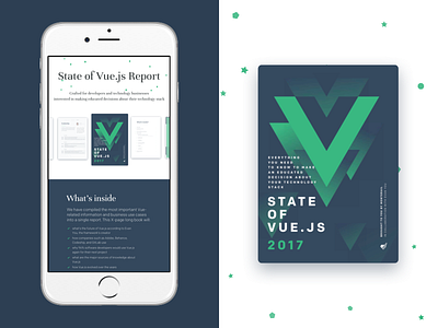 Vue.js report landing page cover illustration interface landing marketing minimal mobile monterail ui user ux vue