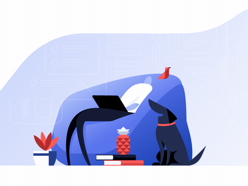 Port Personal Data 2d animation blue dog flat geometry gif motion patterns people red shapes