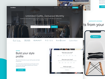 Crewfitter | Updated Website clean interface clean page fashion fashion tech home ui homepage layout iphone x light blue ui menswear subscription webflow webflow layout