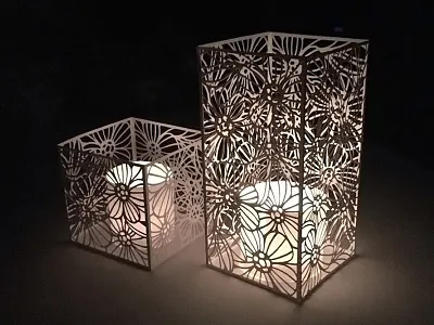 Brilliance candle covers and matching card bloom flowers garden papercraft papercut pattern spring summer surface design