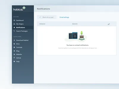 Habitat Notifications - Empty State app design empty state product design ui ui design user interface ux web web app