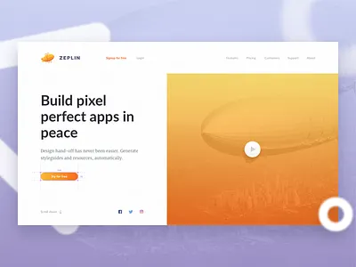 Zeplin - Landing Page Concept concept gradient landing landing page zeplin zeppelin