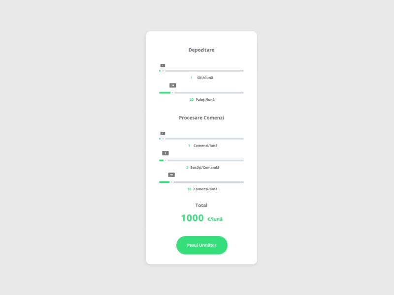Frisbo - Price Calculator animation calculator clean ecommerce efullfilment gif interactive price ui ux web app