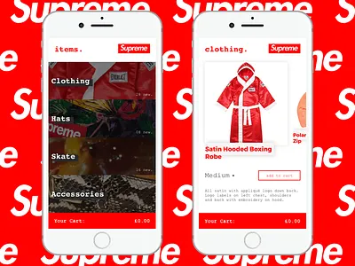 Supreme App ReDesign app card clothing e commerce ecommerce hypebeast mobile supreme