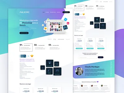 Sketch Course Landing - PULSEME clean colorful course creative gradient homepage landing landinpage sketch ui ux website