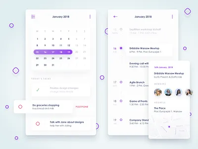 Calendar view of concept financial app app calendar card clean events finance financial light list mobile planning tasks