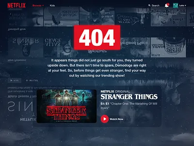 404 Page — UI Weekly Challenges [Week 2/10] 404 animation demodog framer missing netflix stranger things ui upside down