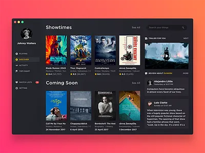Movie Board app dashboard inspiration interaction interface movie