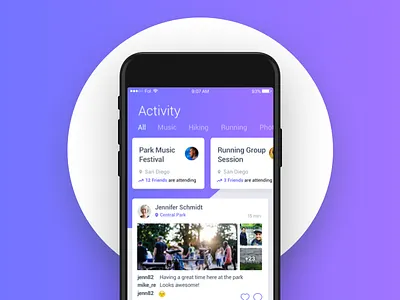Activity Feed activity app candy color design feed interface ios ui ux violet