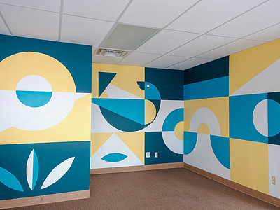 Nest Mural bird geometric mural