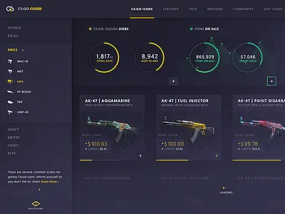 CS:GO Skin Shop Design app counter strike csgo design dota2 steam svetlakov trade ui ux