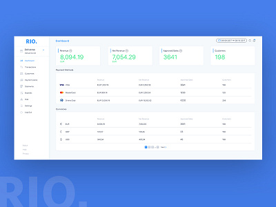 Rio Dashboard screen application clean dashboard finance financial overview ui ux web