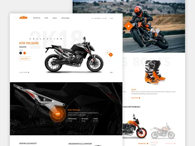 KTM 790 Duke bike biking ktm orange product ui user interface website
