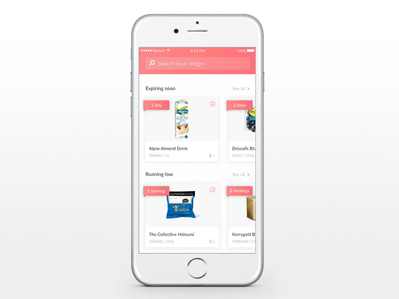 Smart Fridge UI food fridge google list material ui