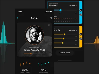 Aerial application application dark design industrial iphonex music player ui ux