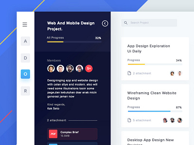 project dashboard exploration android card chart clean dark dashboard design desktop illustration ios landing light menu mobile profile project vector web webapp website