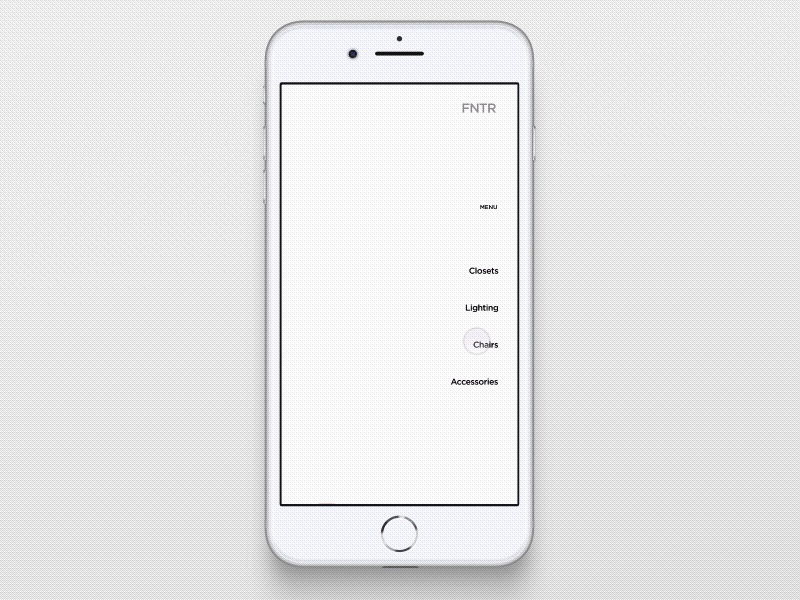 FNTR (2x invites to give) animation app chair ecommerce furniture invite mobile red white