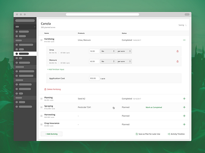 Harvest Profit Web App Updates big data browser cell dropdown gray green open sans row table web app