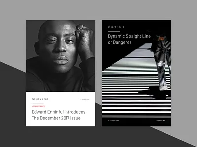 Cards for Fashion News adobe xd black card cloth contrast fashion minimal news ui