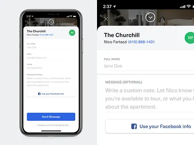 Zumper iOS/Android Message Sheet form ios message zumper