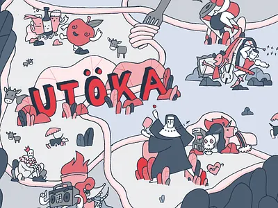 Atlanta Map atlanta blue handdrawn illustration leaves map nun ping pong pink skull unicorn