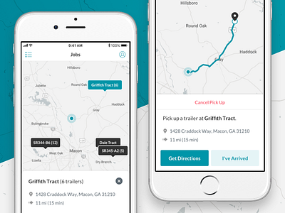 TRACT™ Trucker App drawer illustration ios iphone lato line location map pin uber ui ux